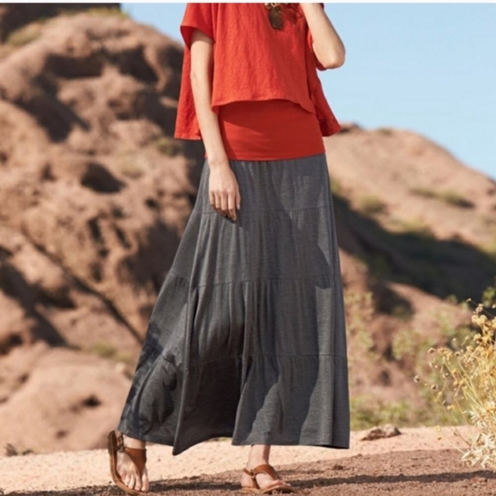 Eileen Fisher | Silk Modal Tiered Maxi Skirt | S